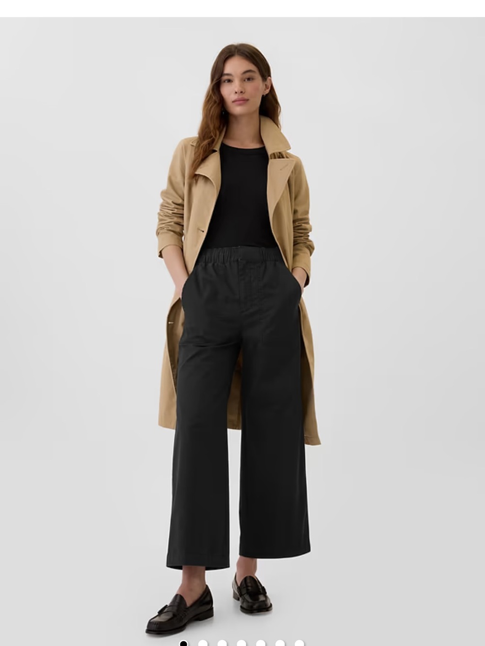 GAP Black Wide-Leg Elastic-Waist Pants